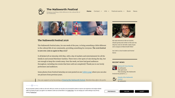Screenshot of the The Nailsworth Festival website