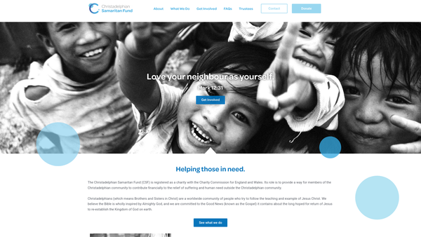 Screenshot of the The Christadelphian Samaritan Fund website