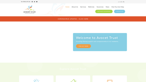 Screenshot of the Avocet Trust website