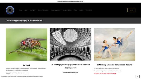 Screenshot of the Bury Photographic Society website