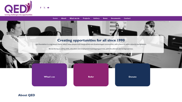 Screenshot of the Qed Foundation Limited website