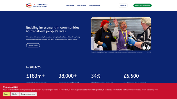 Screenshot of the UK Community Foundations website