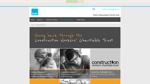 Screenshot of the Construction Workers’ Charitable Trust website