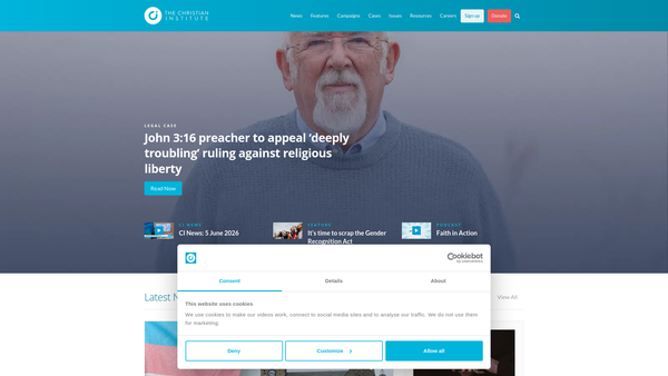 Screenshot of the The Christian Institute website
