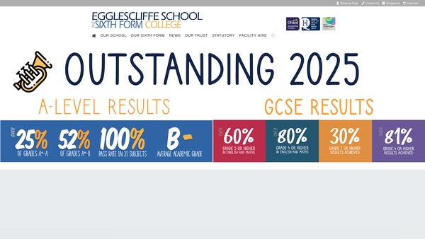Screenshot of the Egglescliffe School Parent Teachers Association website