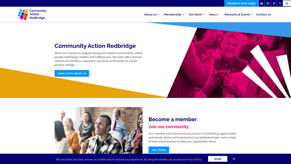 Screenshot of the Community Action Redbridge website