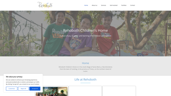 Screenshot of the Rehoboth Children's Homes Trust website