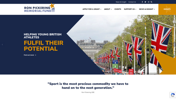 Screenshot of the The Ron Pickering Memorial Fund website