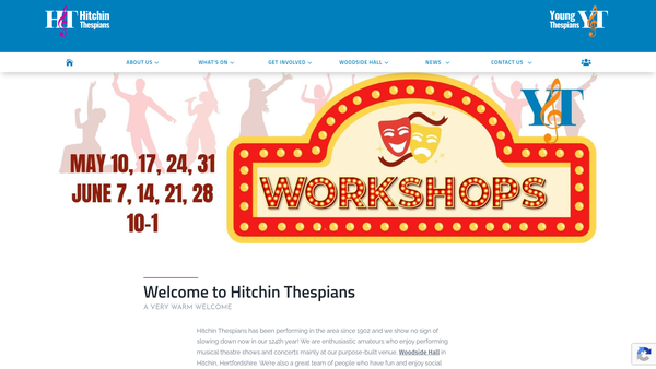 Screenshot of the Hitchin Thespians website