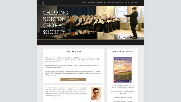 Screenshot of the Chipping Norton And District Choral Society website