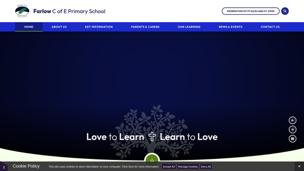 Screenshot of the Farlow School Parent Teachers Association website
