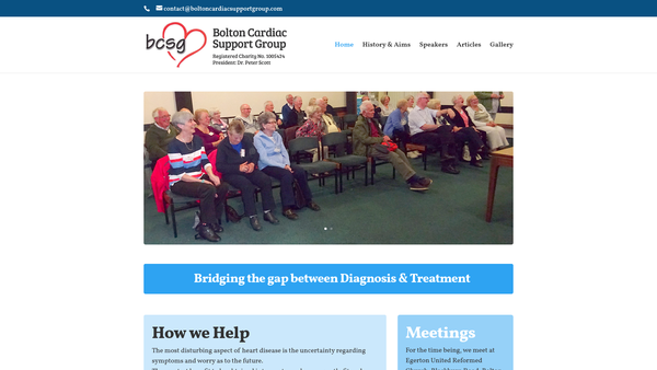 Screenshot of the Bolton Cardiac Support Group website