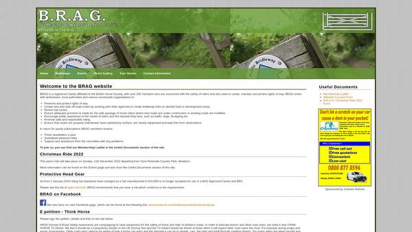 Screenshot of the Bridleways And Riders Action Group website
