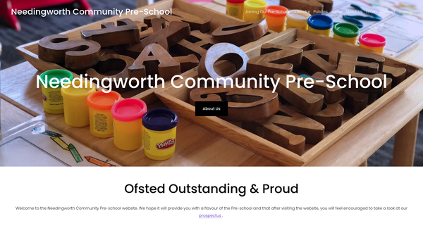 Screenshot of the Needingworth Community Pre-School website