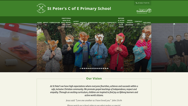 Screenshot of the St Peter's C Of E (Aided) Primary School Wrecclesham Governors' Amenities Fund website