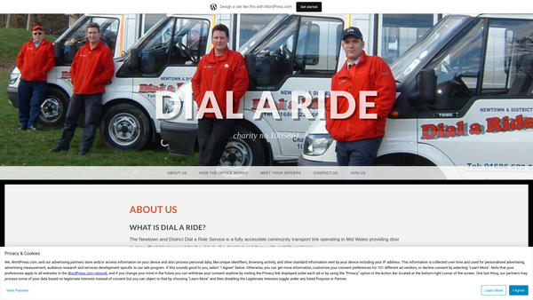 Screenshot of the Newtown And District Dial A Ride website