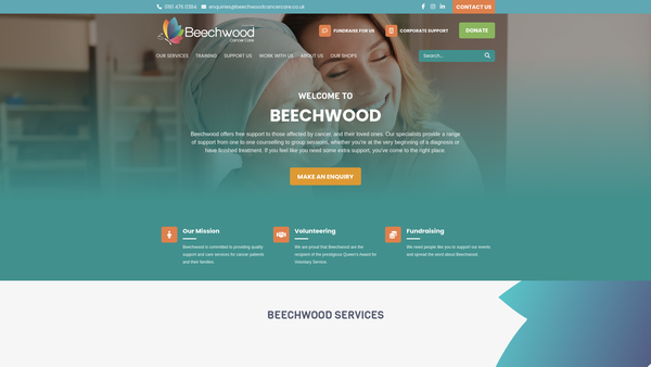 Screenshot of the Beechwood Cancer Care Centre website