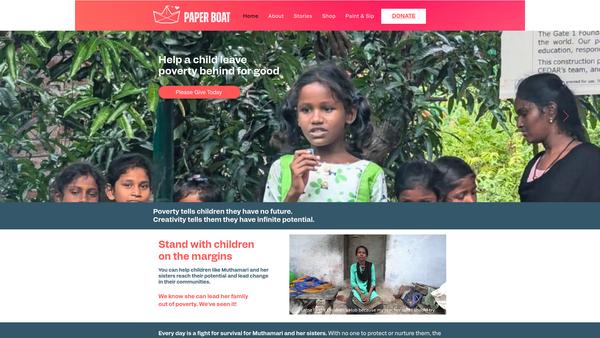 Screenshot of the Paper Boat website