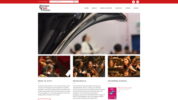 Screenshot of the The Stockport Youth Orchestra website