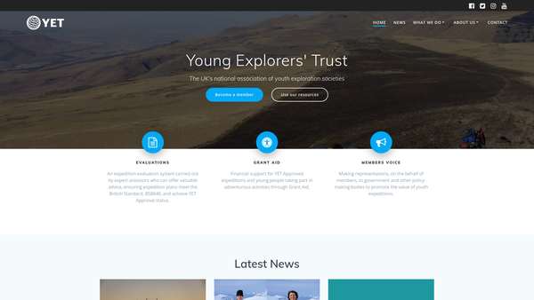 Screenshot of the The Young Explorers' Trust website