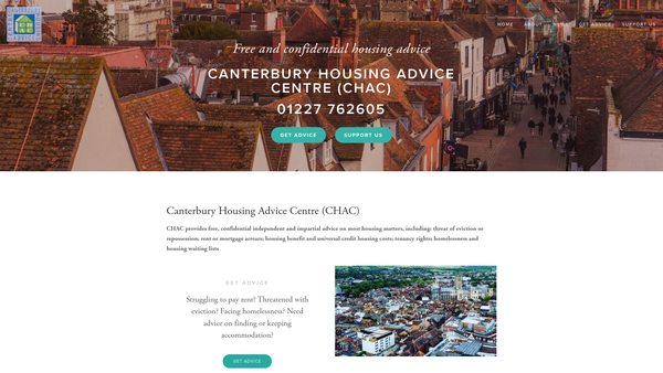 Screenshot of the Canterbury Housing Advice Centre website