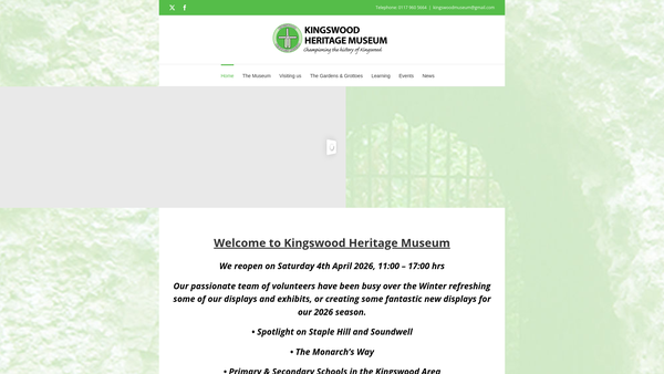 Screenshot of the Kingswood Heritage Museum Trust website