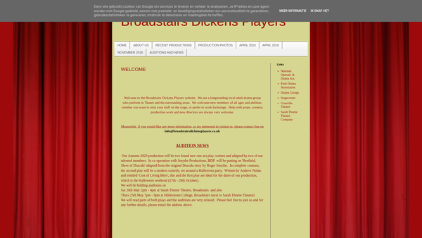 Screenshot of the Broadstairs Dickens Players website