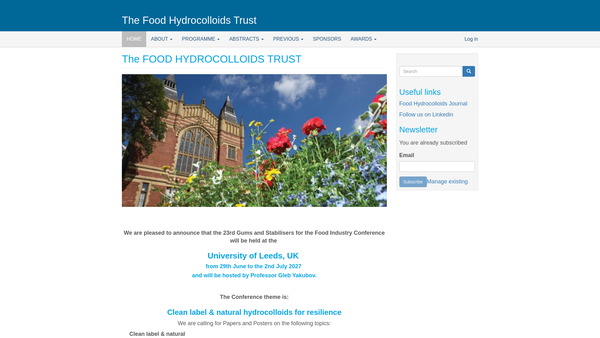 Screenshot of the The Food Hydrocolloids Trust website
