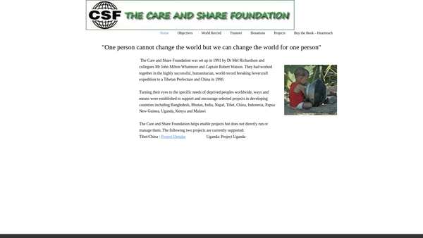 Screenshot of the Care And Share Foundation website