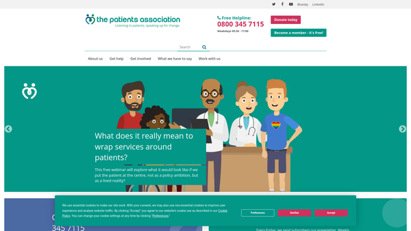 Screenshot of the The Patients Association website