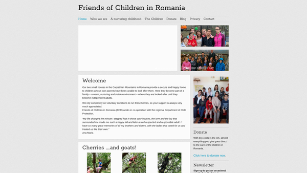 Screenshot of the Friends Of Children In Romania website