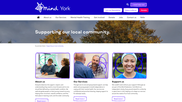 Screenshot of the York Mind (Incorporating Our Celebration) Ltd website