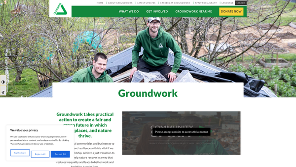 Screenshot of the Groundwork Caerphilly website