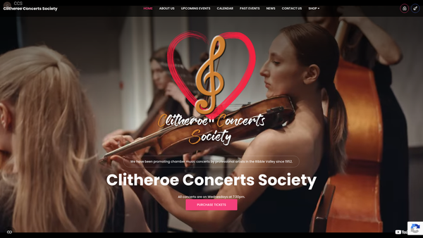 Screenshot of the Clitheroe Concerts Society website