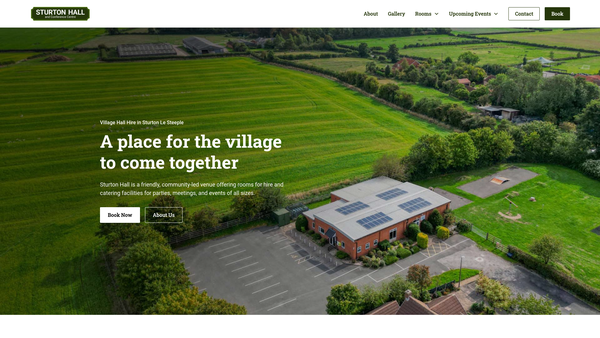 Screenshot of the Sturton-Le-Steeple Village Hall Management Committee website
