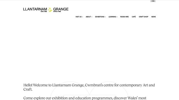 Screenshot of the Llantarnam Grange Arts Centre website