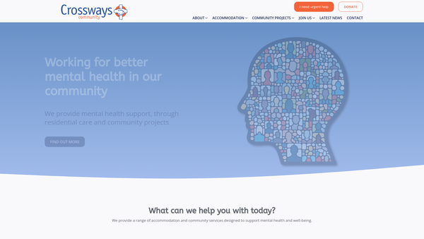 Screenshot of the Crossways Community website