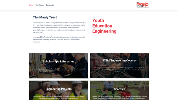 Screenshot of the A G Manly Charitable Trust website