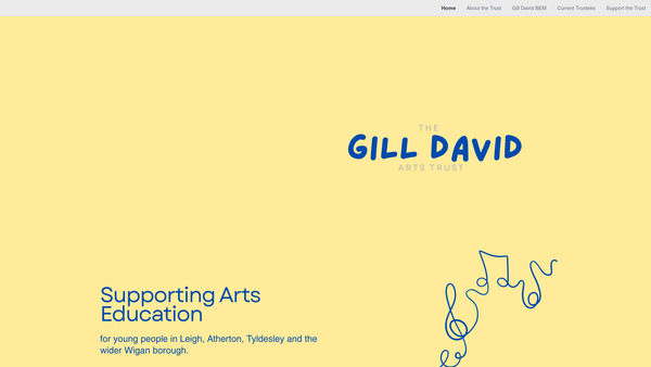 Screenshot of the The Gill David Arts Trust website