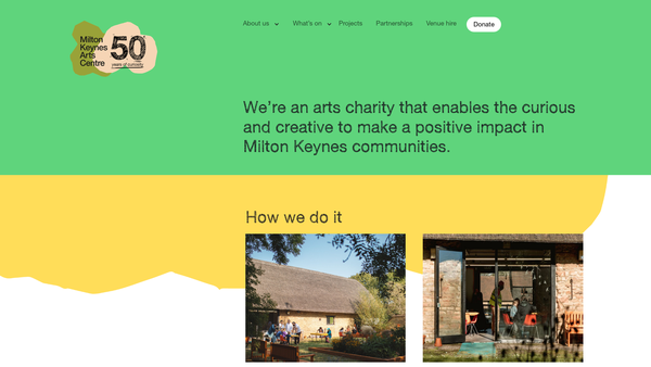 Screenshot of the Milton Keynes Arts Centre Ltd website