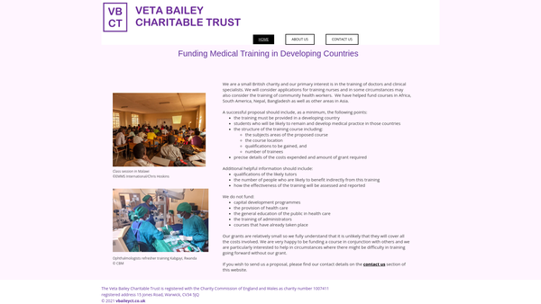 Screenshot of the Veta Bailey Charitable Trust website