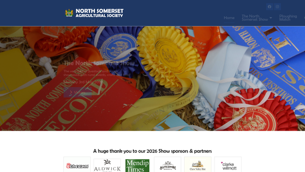 Screenshot of the North Somerset Agricultural Society website