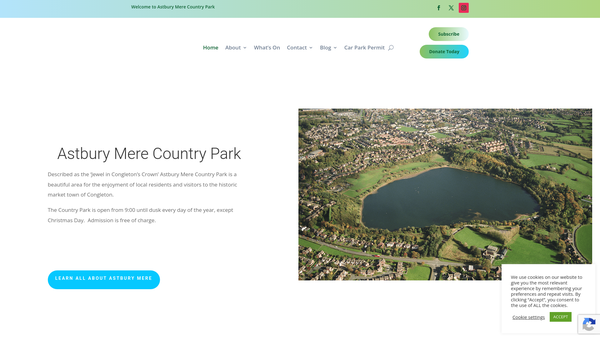 Screenshot of the Astbury Mere Trust website