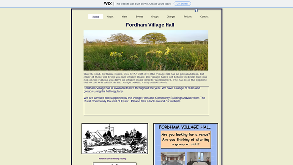 Screenshot of the Fordham Village Hall Management Committee website
