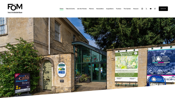 Screenshot of the Friends Of The Oxfordshire Museum website