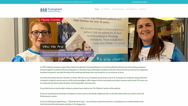 Screenshot of the The Transplant Patients Trust Of Great Britain website