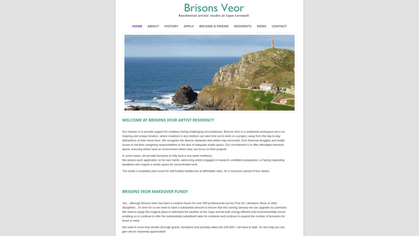 Screenshot of the Brisons Veor Charitable Trust website