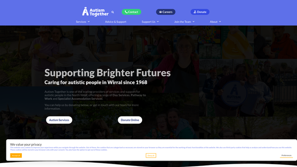 Screenshot of the Autism Together website