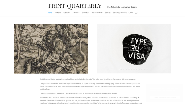 Screenshot of the Print Quarterly Publications website