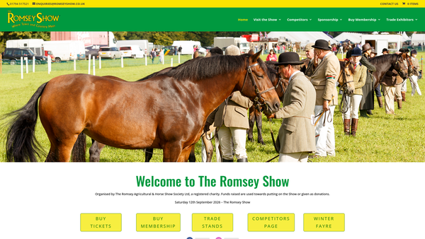 Screenshot of the Romsey Agricultural And Horse Show Society website